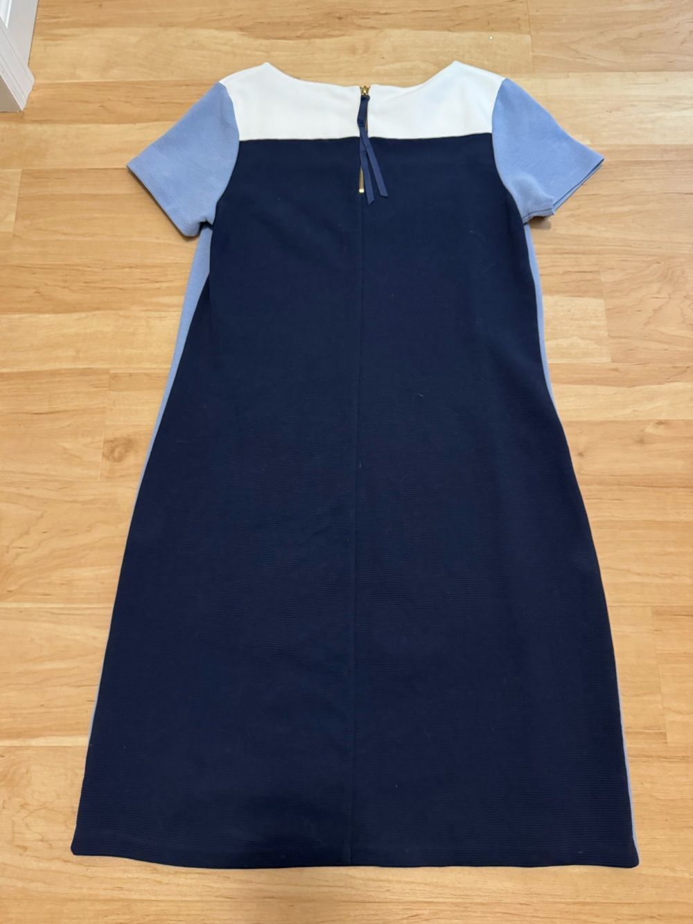 Boden Colorblock Short Sleeve Blue White Midi Shift Dress Size 10 - Picture 2 of 5